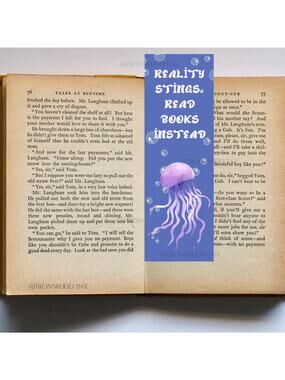 Jellyfish Bookmark Blue Pink Sea Creature Marine Life Nautical Bookish Gift